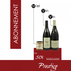 Abonnement vin "Prestige" - Coffret Vin Mensuel 2 bouteilles / 1 pot