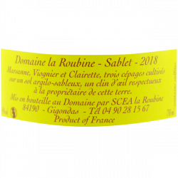 Domaine La Roubine - AOC Sablet Blanc - La Terre d'Yvonne Bio 2018