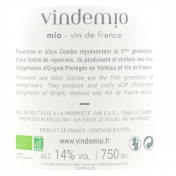 Domaine Vindemio - Mio Rouge - Vin de France Rouge du Ventoux à Mazan