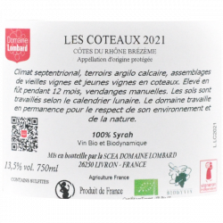 Domaine Lombard Les Coteaux - Brezeme rouge et bio 2021