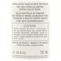 Jérôme Coursodon  Saint Joseph rouge l'Olivaie 2022