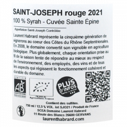 Domaine Laurent Habrard - Saint Joseph rouge - Sainte Epine bio 2021