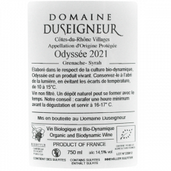 Domaine Duseigneur Odyssée 2021 - Côtes du Rhône Villages Bio