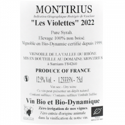 Domaine Montirius - IGP Vaucluse Bio - Les Violettes 2022