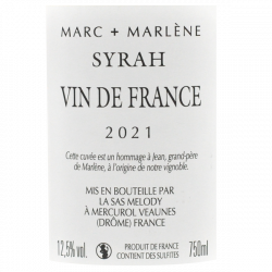 Domaine Melody Syrah Vin de France 2021