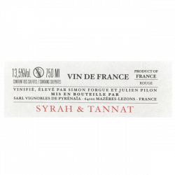 Julien Pilon Syrah Tannat Dahu rouge 2021