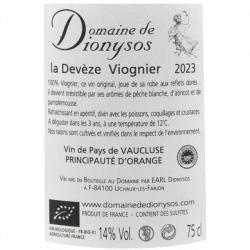 Domaine de Dyonisos - Vin de Pays Principauté d'Orange Bio - La Devèze 2023