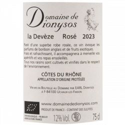 Domaine de Dionysos - AOC Côtes du Rhône Rosé Bio - La Devèze 2023