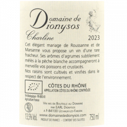 Domaine de Dionysos - AOC Côtes du Rhône Blanc - Charline Bio 2023