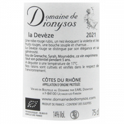 Domaine de Dionysos Côtes du Rhône rouge - La Devèze Bio 2021