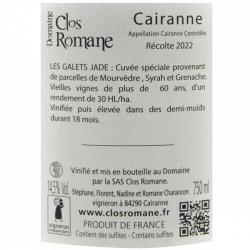 Clos Romane Les Galets Jade 2022- Cairanne rouge