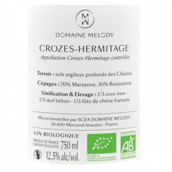 Domaine Melody Crozes Hermitage Bio - Cuvée Domaine blanc 2023