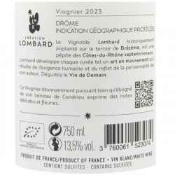 Création Lombard Viognier Contre Culture- IGP Drôme blanc bio 2023