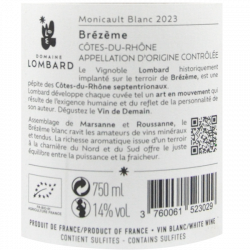 Domaine Lombard Monicault blanc - AOC Côtes du Rhône 2023