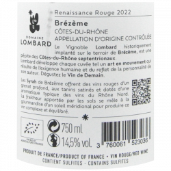 Domaine Lombard Renaissance rouge - AOC Côtes du Rhône bio 2022