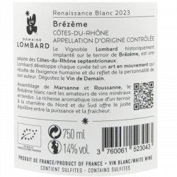 Domaine Lombard Renaissance blanc - AOC Côtes du Rhône 2023
