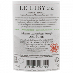 Le Liby blanc 2022 - Château les Amoureuses - IGP Ardèche