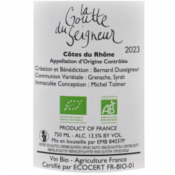La Goutte du Seigneur rouge  2023 - Vin bio du Domaine Bernard Duseigneur