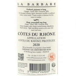 Château les Amoureuses - AOC Côtes du Rhône - La Barbare 2020
