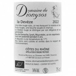 Domaine de Dionysos Côtes du Rhône rouge - La Devèze Bio 2022