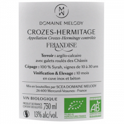 Domaine Melody - Crozes Hermitage - Friandise 2023