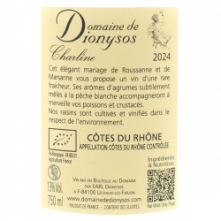 Domaine de Dionysos - AOC Côtes du Rhône Blanc - Charline Bio 2024