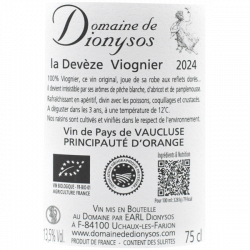 Domaine de Dyonisos - Vin de Pays Principauté d'Orange Bio - La Devèze 2024