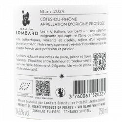 Création Lombard Culture Libre Blanc - Côtes du Rhône bio 2024