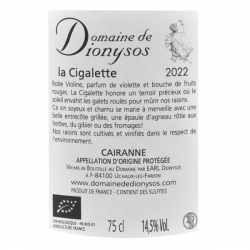 Domaine de Dionysos - Cairanne Bio - La Cigalette 2022