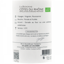 Jean Luc Colombo La Redonne 2024 - Côtes du Rhône blanc et bio