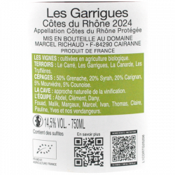Domaine Richaud - Côtes du Rhône Bio -Les Garrigues 2024