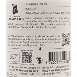 Création Lombard Viognier Contre Culture- IGP Drôme blanc bio 2024